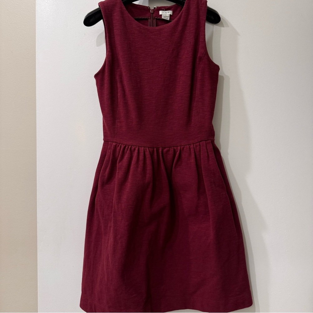 J. Crew | Maroon Fit & Flare Dress with Pockets | Sleeveless Workwear